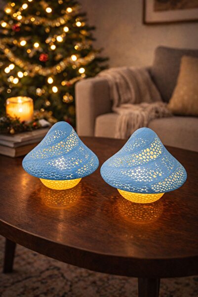 Miolette Mushroom Tasarım Dekoratif Mumluk (2 Adet)