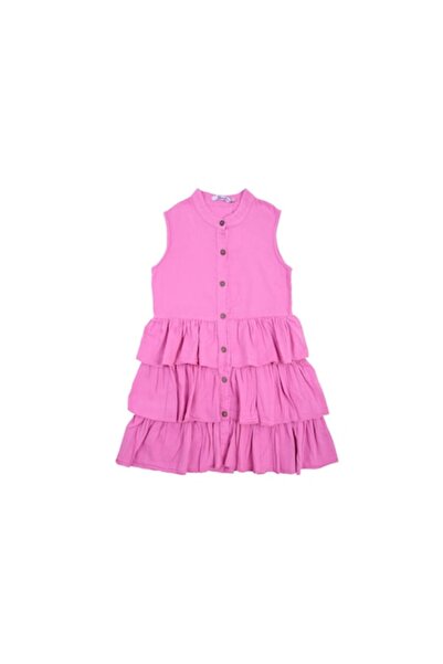 MODJEANS Rochie pentru fete, stratificată, bumbac, roz, 134 cm