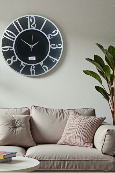 usin Hediyelik Dekoratif Yuvarlak Krom Rakamlı Salon Büro İş yeri Mutfak Duvar Saati 33*33 CM