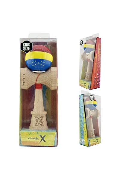 OEM Kendama X Tricolor Stele,Super Sticky,Cupe Mari V3, Rulment,Gaura in Baza, 18 cm, Ata 55 cm