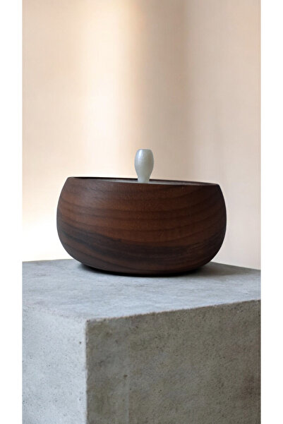 ayrawood Walnut White Lid 11X6 cm Sugar Bowl Decor Camping Presentation Handmade