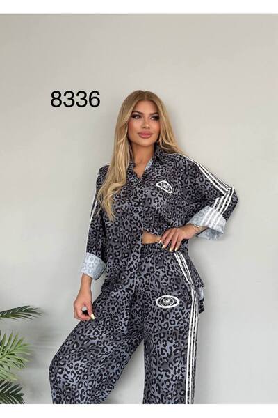 RED WOMAN FASHİON Leopard Suit with Shirt