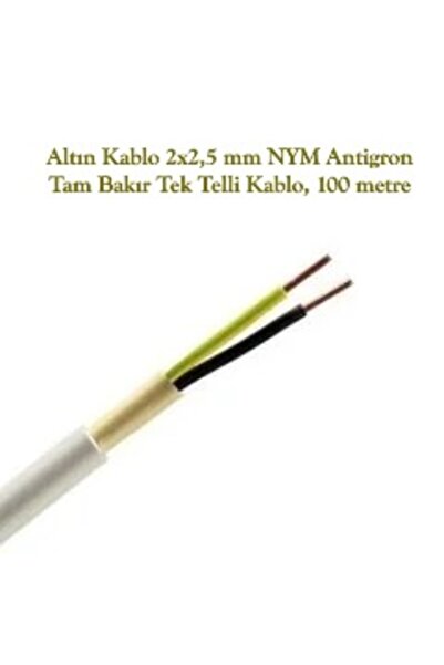 Altın Kablo 2x2,5 mm NYM Antigron Tam Bakır Tek Telli Kablo, 100 metre