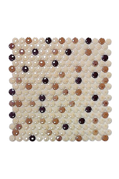 MozaiKristaL Tüm Yüzeyler için Ø22mm. Krem-Kahve Mix. 31,5x31,5cm. Fileli Cam...