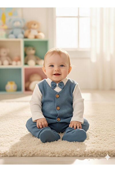 Baby Maa Bow Tie Vest Set 2-Piece Set Baby Boy (0-3 Months)