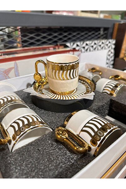Como Gold Gilded Modern 6-Person Coffee Cup Set