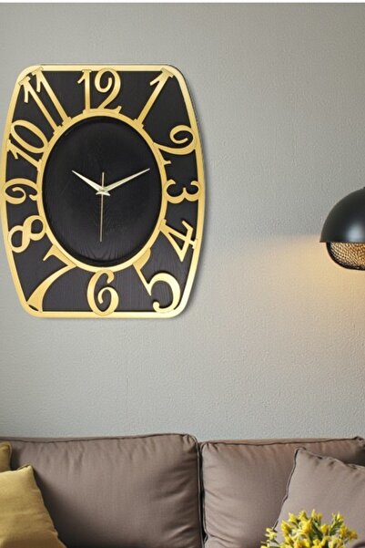 usin Gift Decorative Wooden Look Black Rectangular Living Room Office Workplace Kitchen Wall Clock 35*30 cm