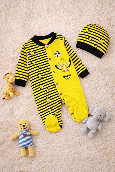 DaphKids Taraftar Bebek Şapkalı Tulum Fenerbahçe 2'li Set - Sarı Lacivert