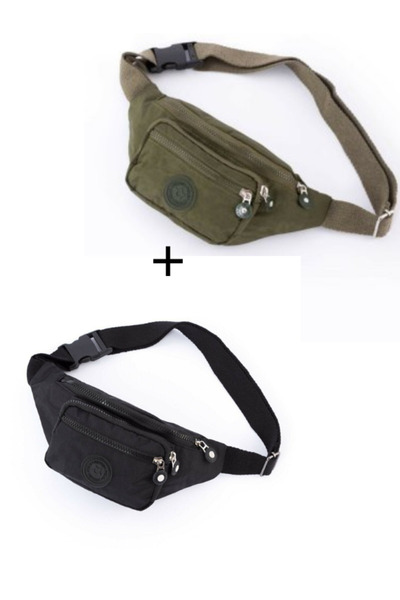 Newish Polo حقيبة يوبي كلوب كرينكيل كروس بحزام للخصر والكتف والرياضة (أسود وكاكي)