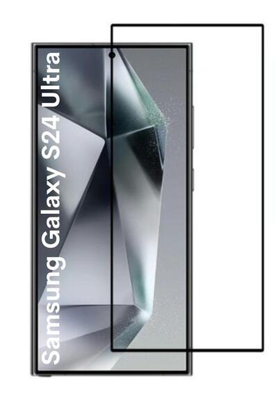 NOVKA Phone Accessories واقي شاشة زجاجي متوافق مع هاتف سامسونج جالاكسي S24 ألترا، تغطية كاملة، مميزات مضادة للكهرباء الساكنة، لون أسود
