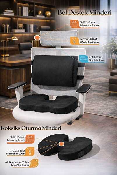 EpiRelax Bel Destek Minder Takımı 2’li Set - Uzun Süreli Oturma İçin Bel ve O...