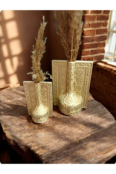 PESA Pesape Art Bohemian Patterned Gold 2-Piece Concrete Vase