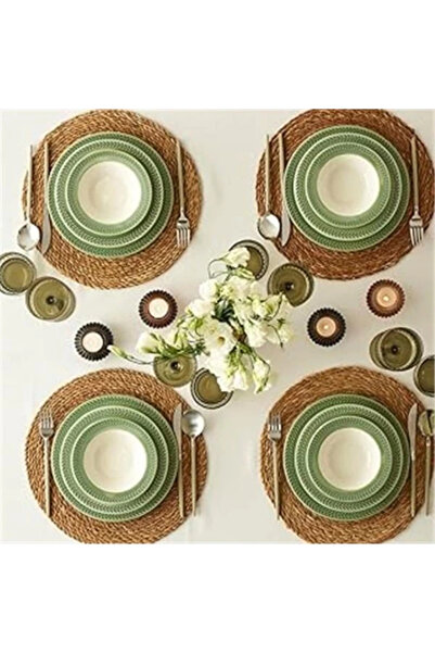 AyrStore Maison Monica Stoneware 12 Parça 4 Kişilik Yemek Takımı Yeşil