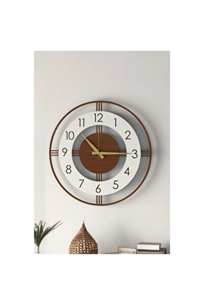 AyrStore Dekoratif Yeni Modern Mintaka Ahşap Duvar Saati 48cm Kahverengi 48 x 48