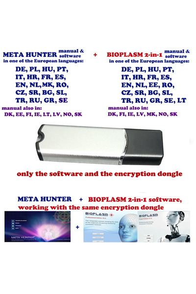 Biophilia Software and USB encryption stick for Meta Hunter 4025 NLS software and for Bioplasm 2 in 1 N software