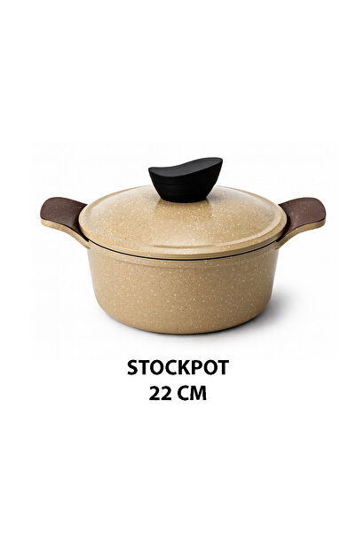 Jewel 22cm Nonstick Stockpot – Brown Marble Granite Coating, PF0A/PFOS Free, ...
