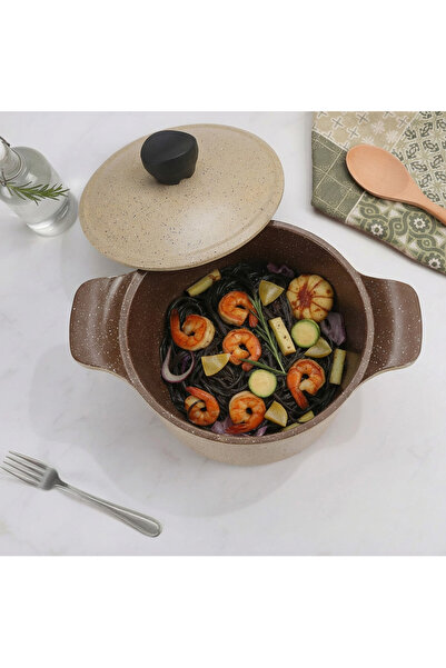 Jewel 18cm Nonstick Stockpot – Brown Marble Granite Coating, PF0A/PFOS Free, ...