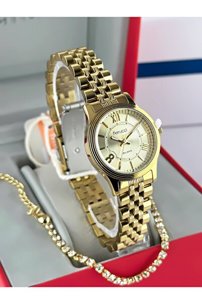 Ferrucci Steel Strap Women's Wristwatch 3 Atm Water Resistant 2 Years Warranty + Bracelet Gift