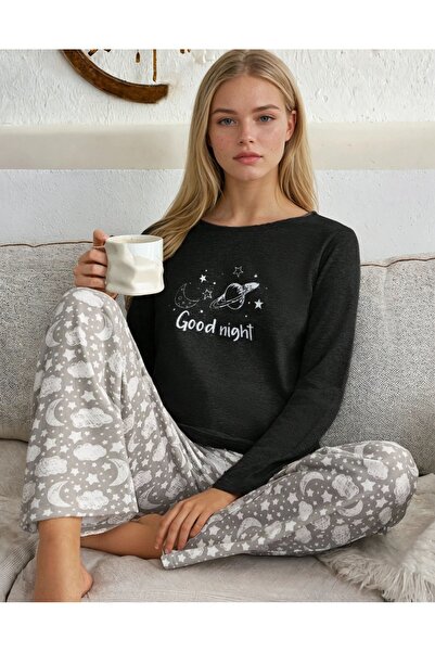CARLA MARA Good Night Printed Long Sleeve Pajama Set