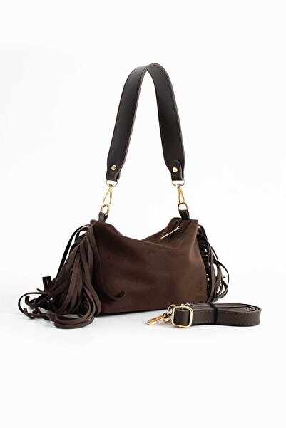 Moon Boho Fringe Bag – Püsküllü Süet Mini Omuz & Çapraz Çanta