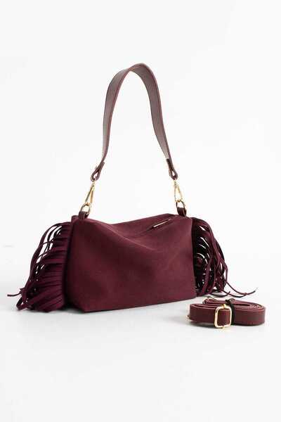 Moon Boho Fringe Bag – Püsküllü Süet Mini Omuz & Çapraz Çanta