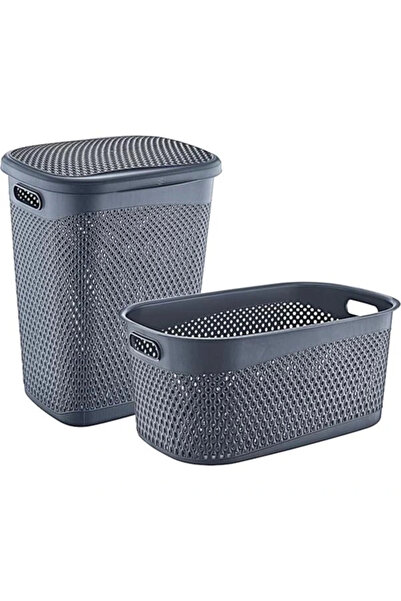 AyrStore Katre Kirli Çamaşır Sepeti Ve Çamaşır Selesi Set Antrasit