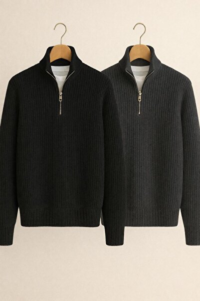 DeFacto 2 li avantajlı set erkek kışlık kalın triko kazak ( 2 al 1 öde )