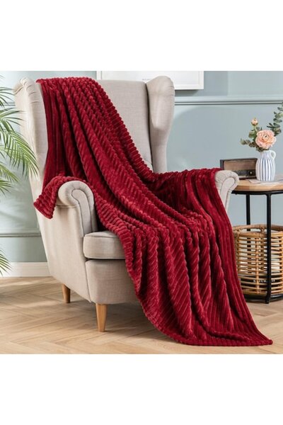 OEM MIULEE fluffy blanket, for Bed/Sofa, 125 x 150 cm, color Wine red
