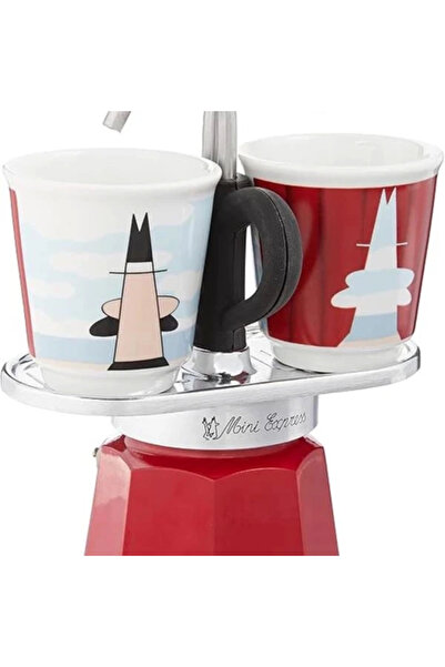 AyrStore Set Mini Express Ocak Üstü Espresso Pişirici + 2 Cups Magrite Serisi