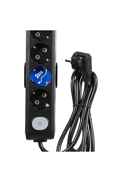 AyrStore Siyah Priz Multi Let 4Lü Anahtar Top. Ç.K 2Mt