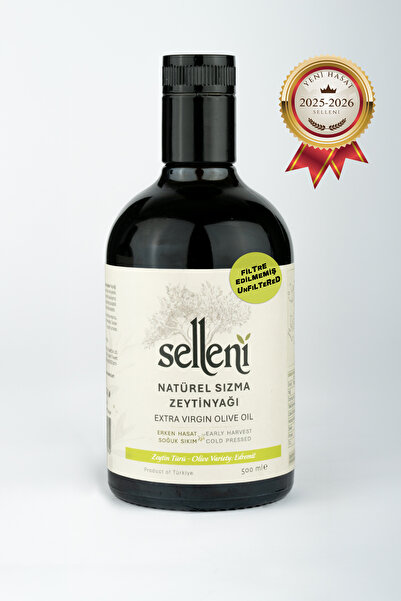 Selleni Erken Hasat Natürel Sızma Zeytinyağı Edremit Premium Filtresiz 500 ml...