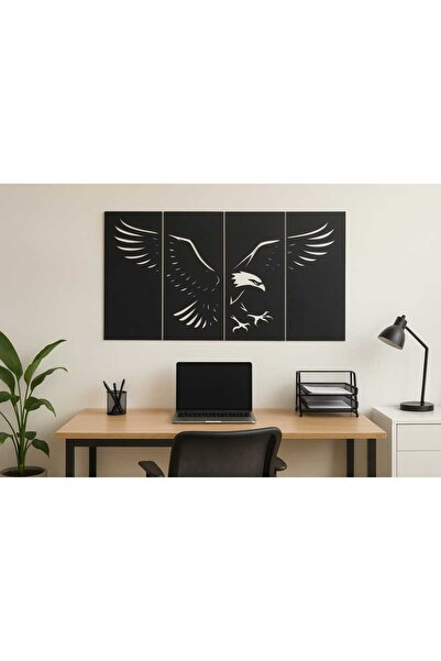 lexi Beşiktaşlılara Özel Kartal Duvar Dekoru Siyah 4 Parça | Modern Pleksi Pa...