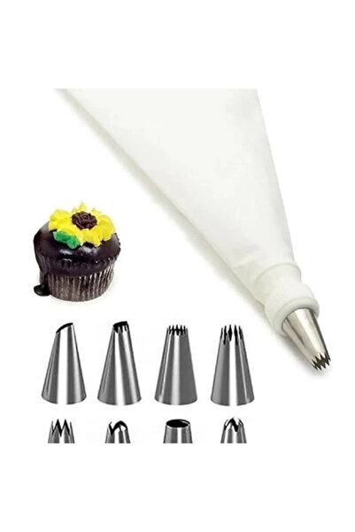 AyrStore 10 Parça Krema Sıkma Torbası Seti, 9 Paslanmaz Çelik Uçlu, Pasta ve ...