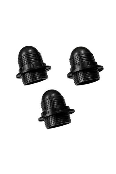 AyrStore 3 Adet E27 Siyah İtalyan Avize Abajur Duyu | Vidalı Bakalit Ampul Du...