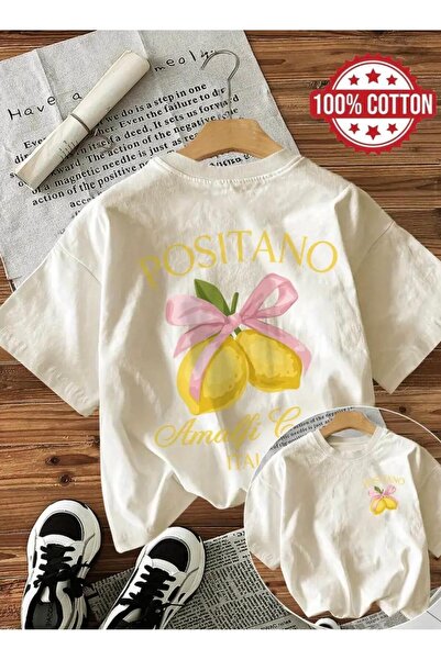 Oceanwear Limon Baskılı Bisiklet Yaka Kısa Kol Kadın Düz Tshirt