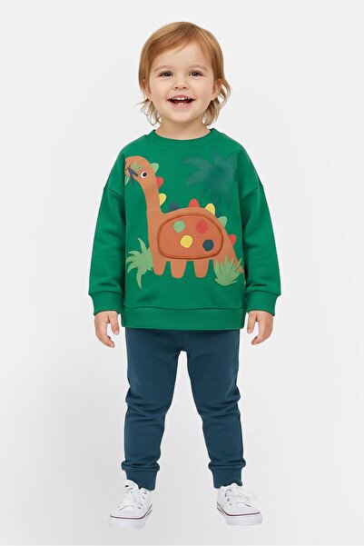 Lily & Jack Toddlers Girl 2 Pieces Textured Sweatshirt And Pants Set, Green