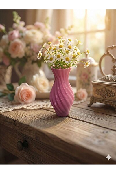 METAKEY3D Modern Estetik: 7 cm Spiral Tasarım Dekoratif Mini Vazo Küçük