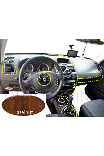 ODAC TUNING Renault Megane 2 Dashboard, Mahogany Veneer, Console Veneer (35 Pieces) Normal Set (Walnut)
