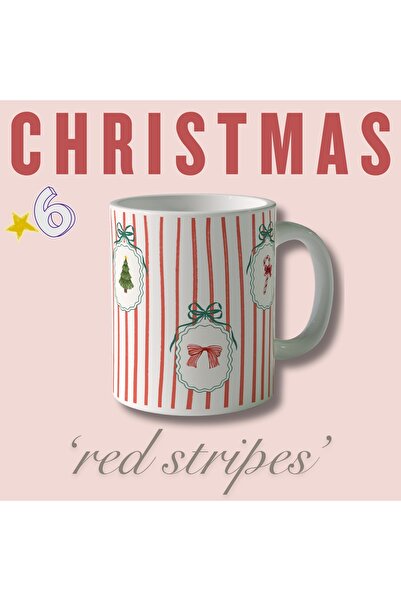 Mugment 'Christmas Red Stripes' 360° Baskılı Yılbaşı Kupası *Sticker Sayfası ...