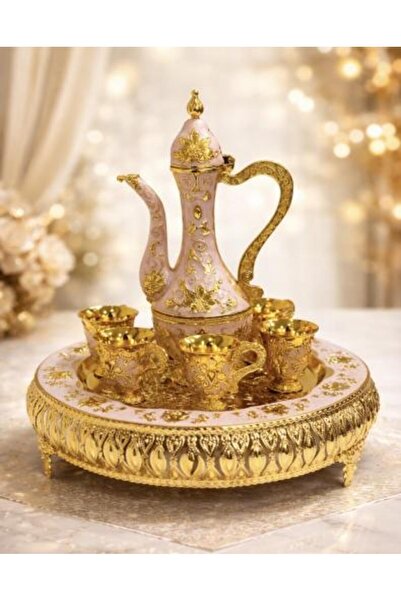 Generica طقم ضيافة ملكي فاخر يتضمن 6 أكواب وصينية