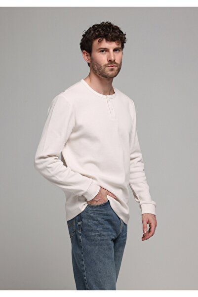 Colin's Regular Fit Buttoned Collar Plain Men's Beige Long Sleeve T-Shirt