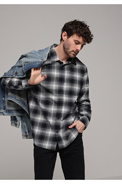 Colin's Regular Fit Shirt Neck Plaid Men's Navy Blue Long Sleeve Shirt