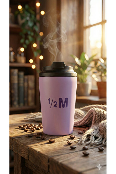 Generic مج قهوة 1/2M ، كوب قابل لإعادة الاستخدام مع غطاء قلاب | كوب هاف ميلون