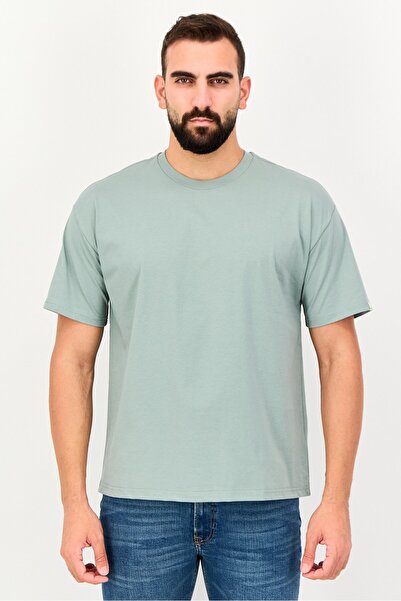 Fudo Men Crew Neck Short Sleeve Solid T-Shirt, Sage Green