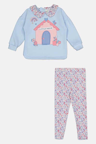Lily & Jack Toddlers Girl 2 Pieces Graphic Print Sweatshirt With Pants Set, M...