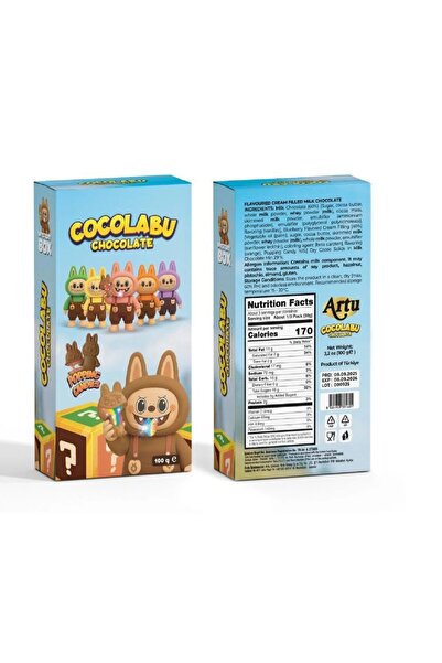 Artu Labubu Çikolata CocoLabu | 100G Özel Kutu Patlayan Şekerli 3 Adet