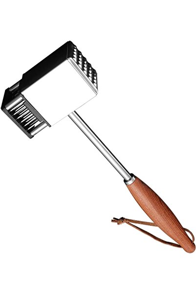 Arabest Stainless Steel Mallet Tool Kitchen, Meat Mallet Non-Slip Wooden Handle Meat Pounder