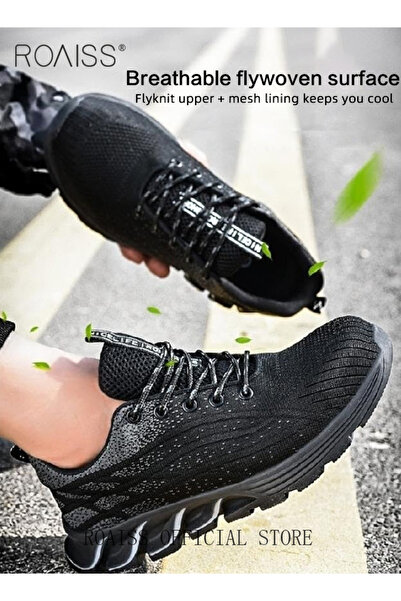 ROAISS Men Steel Toe Safety Shoes, Puncture Proof Work Shoes, Stylish Sneaker...