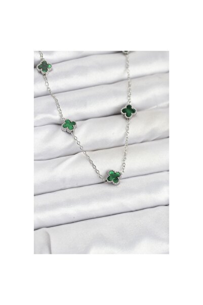 Clariss 316L Steel Chain Silver Color Green Baby Boy Clover Women Necklace