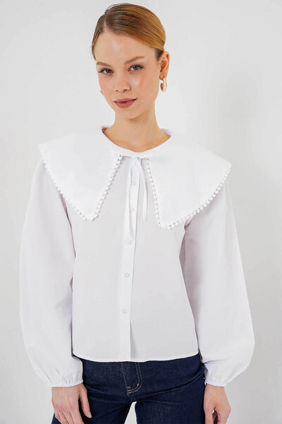 Bigdart Peter Pan collar White Women's Shirt 20314